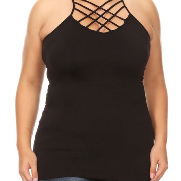 2 for $30 Plus Size Best of Basics Strappy Cami Tank - Picture 2 of 6
